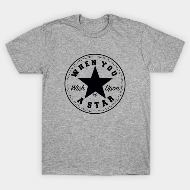 Wish Upon A Star (Black) T-Shirt by Enchantedartsbyrose